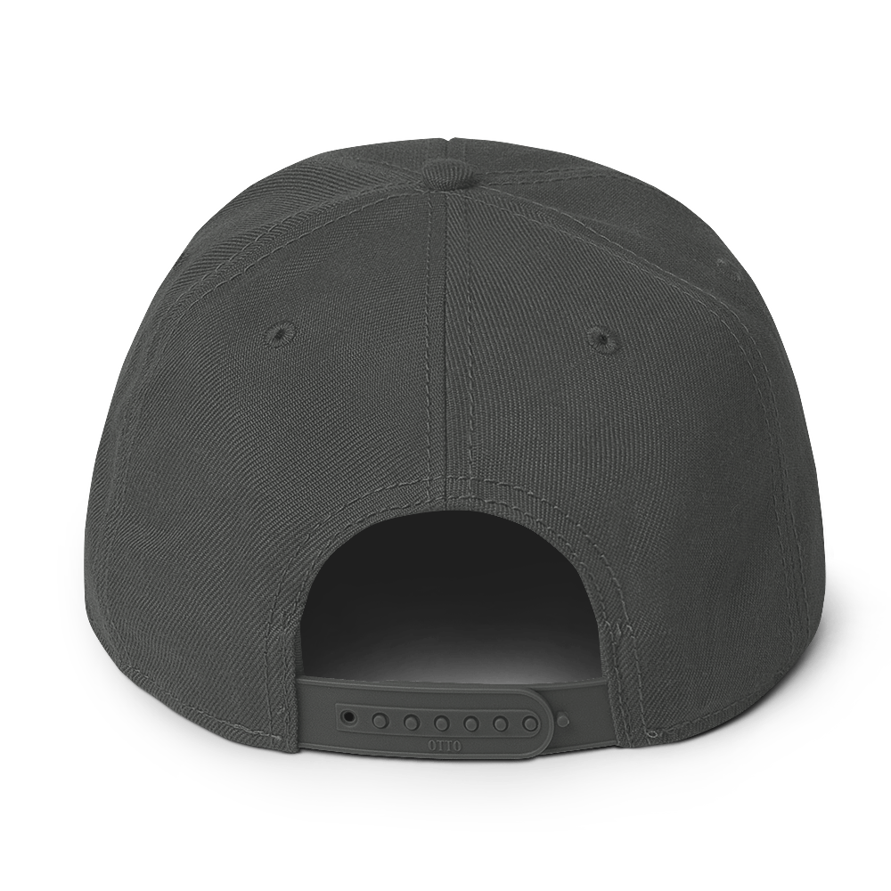 Charcoal Snapback Hat with Dark Diamond 'A' Back Embroidery - ARAWMANTICKS Back Mockup