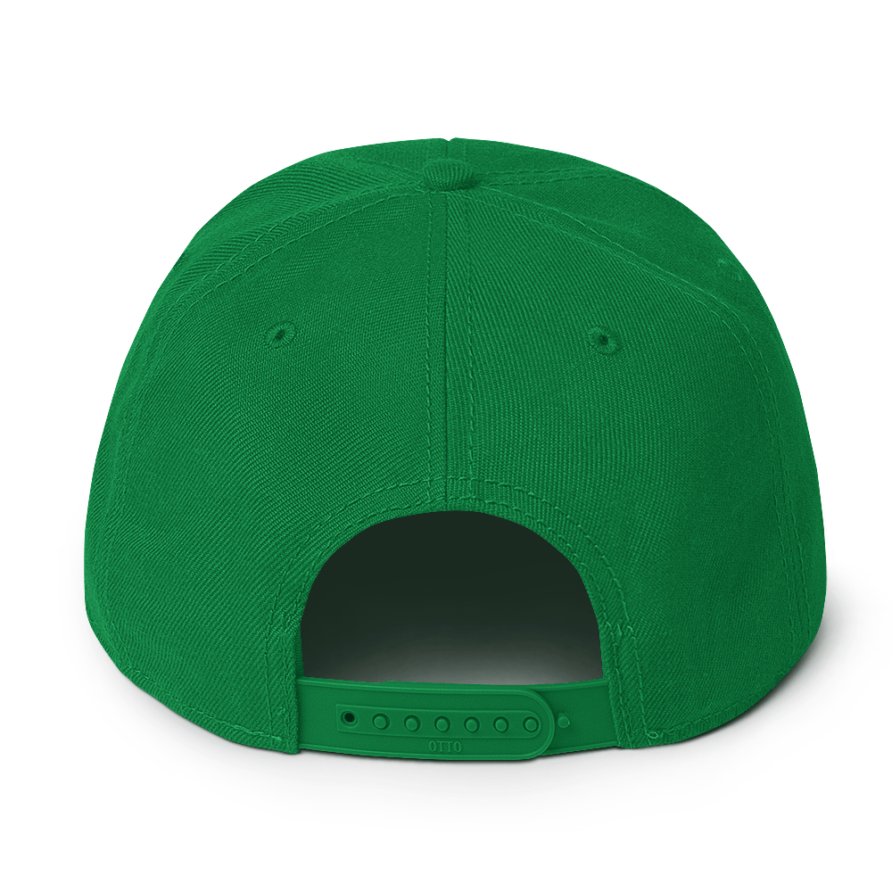 Green Snapback Hat with Dark Diamond 'A' Back Embroidery - ARAWMANTICKS Back Mockup