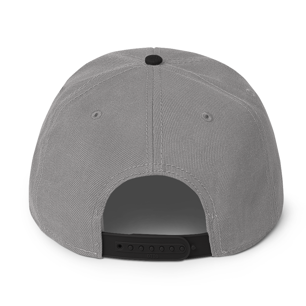 Grey and Black Snapback Hat with Bright Diamond 'A' Back Embroidery - ARAWMANTICKS Back Mockup