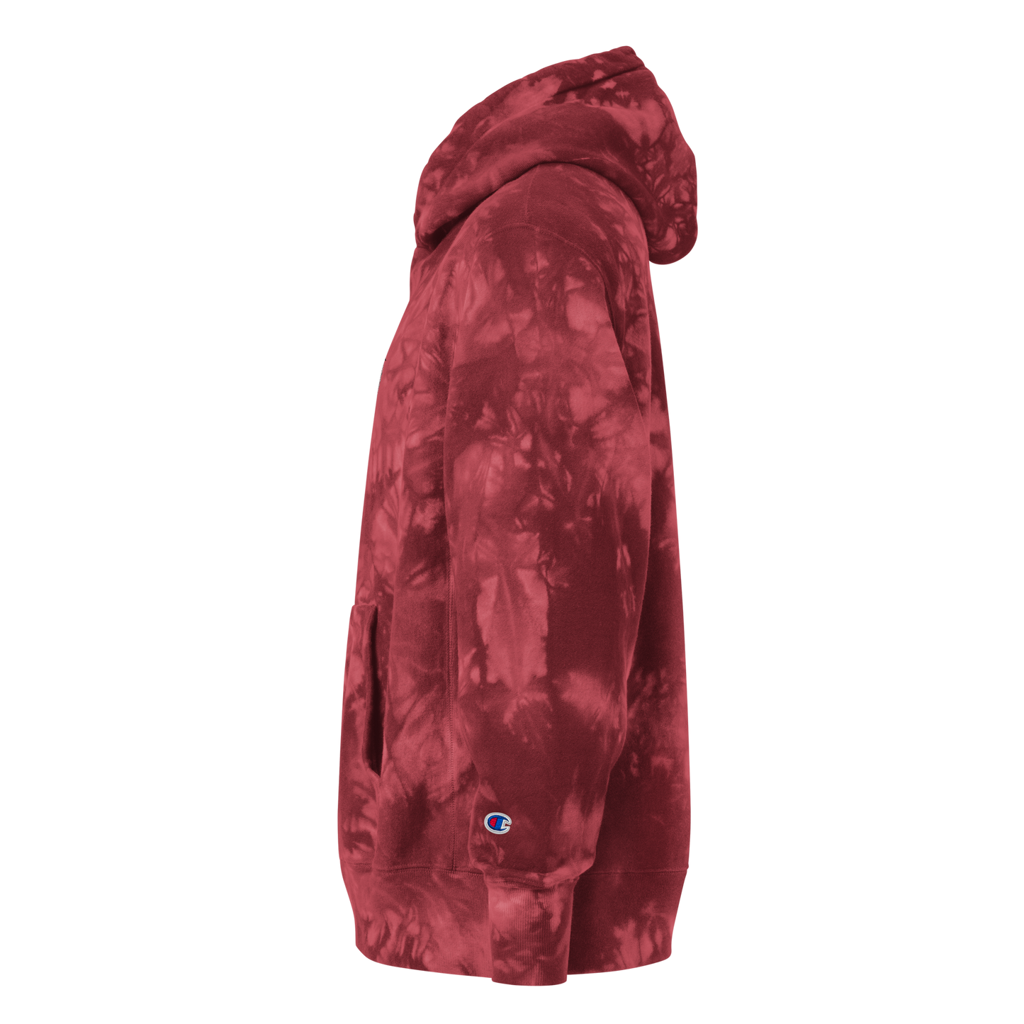 Mulled Berry Champion Tie-Dye Hoodie with White Cat Embroidery - ARAWMANTICKS Left Ghost