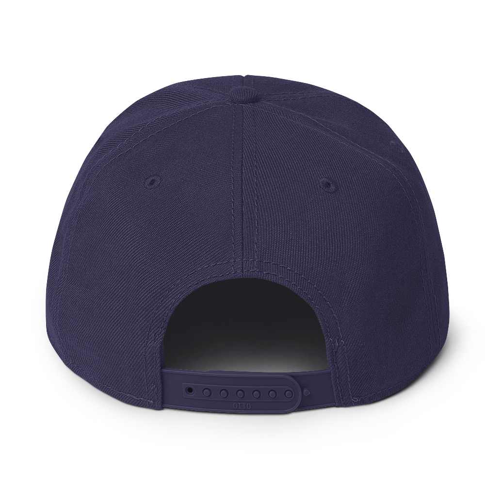 Navy Blue Snapback Hat with Bright Diamond 'A' Back Embroidery - ARAWMANTICKS Back Mockup